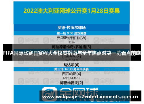 FIFA国际比赛日赛程大全权威指南与全年焦点对决一览看点前瞻
